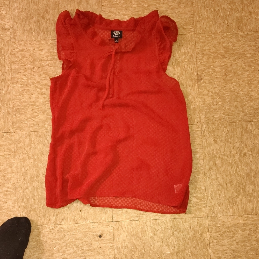 Red Sleeveless Ruffle Top